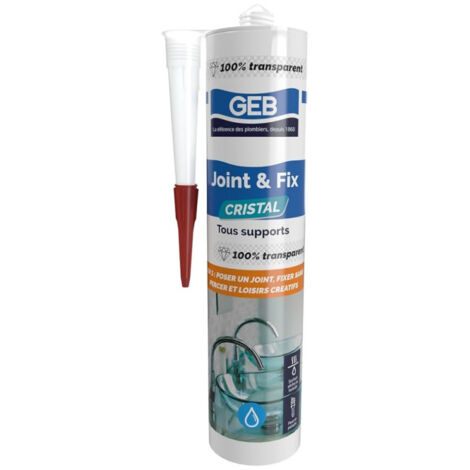 GEB – Mastic colle cristal transparent 280 ml – Étanchéité et collage pour céramique, verre, marbre – Résistant aux UV et moisissures (1/8)