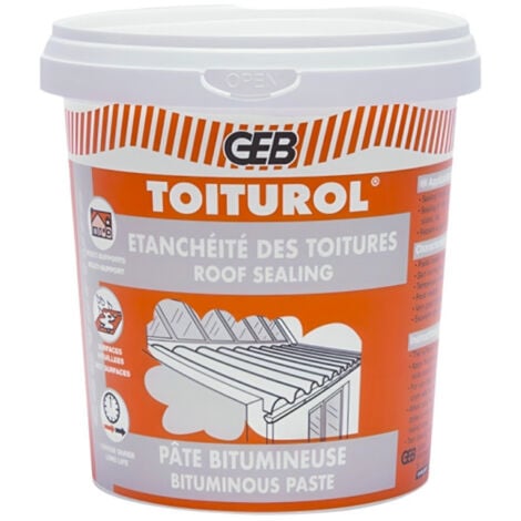Mastic bitumineux Toiturol 900g étanchéité toiture, gouttière, chéneau, sans brai, tous matériaux