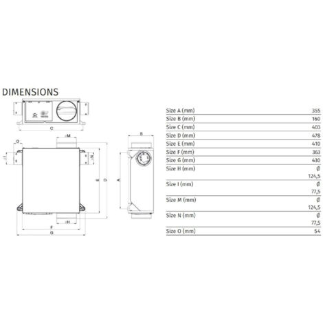 VMC hygro variable 2 piquages, 2 bouchon, extra-plate, VORT PLATT HCS