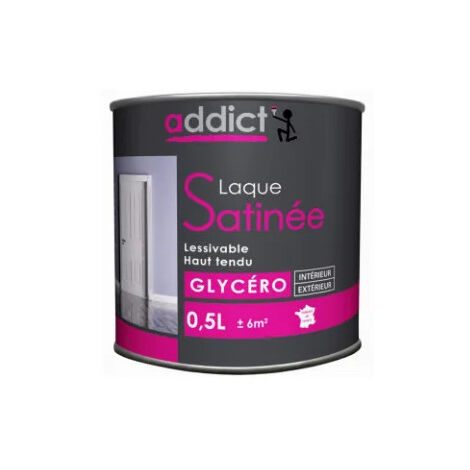 Peinture glycéro satinée blanche 0.5L – Finition lavable pour boiseries et supports métalliques – Pouvoir garnissant élevé – Addict (1/2)