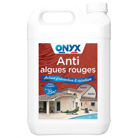 Anti algues rouges traitement préventif et curatif – Bidon 5 L – Pour toitures, murs, façades – Rendement jusqu'à 5 m²/L – Onyx