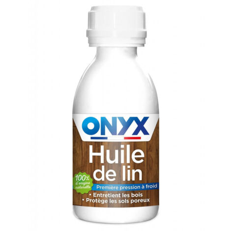 Huile de lin pour bois et sols poreux 190 ml – Protection contre gel et humidité – Assouplit et redonne éclat – Fabrication France – Onyx (1/3)