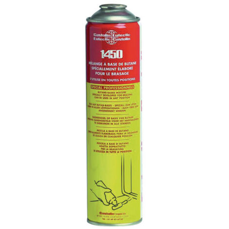 Castolin – Cartouche de gaz 220g pour chalumeau – Mélange 70% propane, 30% butane – Flamme jusqu'à 1900°C – Autonomie 90 minutes - 1450GM