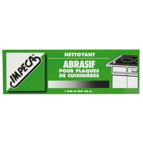 Nettoyant abrasif pour plaques – Rénove et polit acier, aluminium, fonte – Tube de pâte 100 ml – Pour plaques froides ou tièdes – Impeca