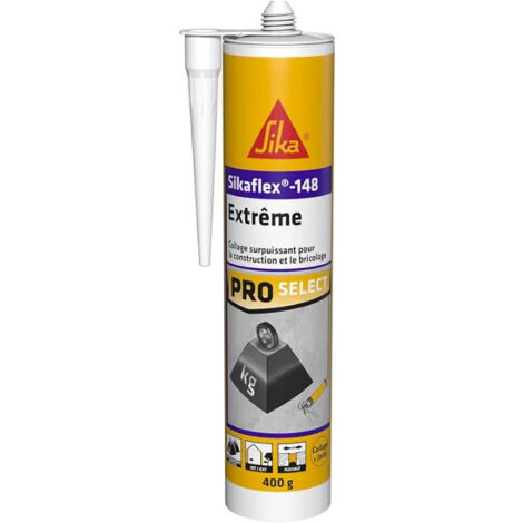 Sika – Mastic-colle souple blanc spécial PVC 380g – Excellente adhérence sur béton, bois, métal – Pour plinthes et lambris