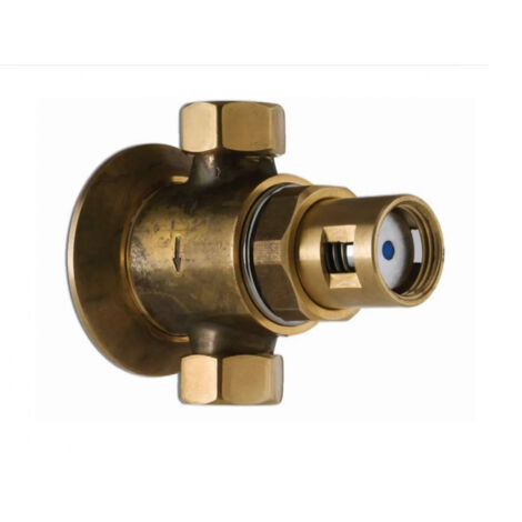 Presto – Robinet simple de lavabo temporisé – Finition métal – Débit 6 l/mn à 3 bars – Système de sécurité S® – Corps en laiton chromé (1/2)