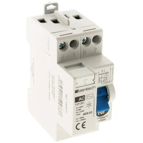Interrupteur différentiel 30mA, ampérage 40A, à vis type AC.