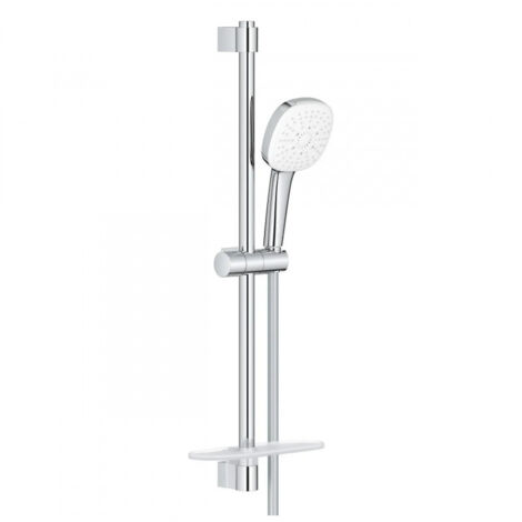 Grohe – Barre de douche avec tablette – Douchette Tempesta Cube 110 – 3 jets – Finition chromée – Débit 7,4 l/min – Flexible 1750 mm (1/4)