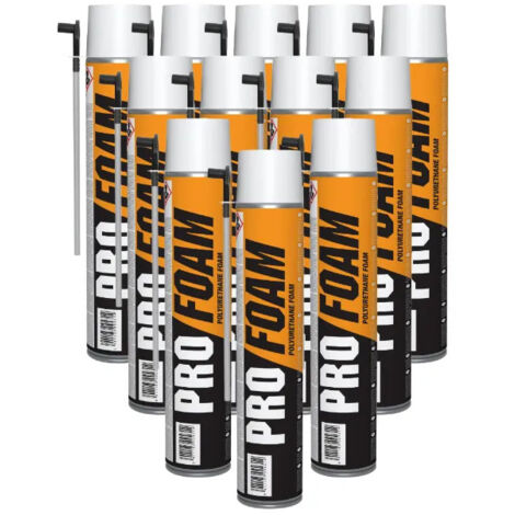 Carton de 12 mousses expansives polyuréthanes PRO FOAM, PU manuel, 700 ml