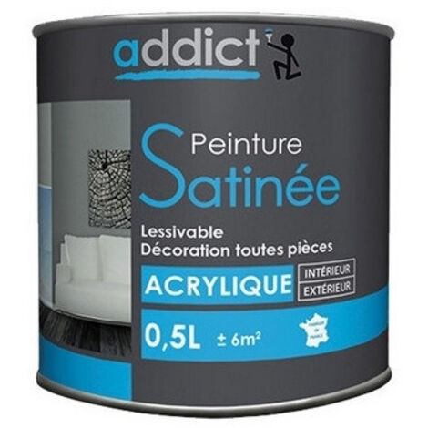 Peinture acrylique multi supports décoration intérieur, Ivoire satin, 0,5 litres.