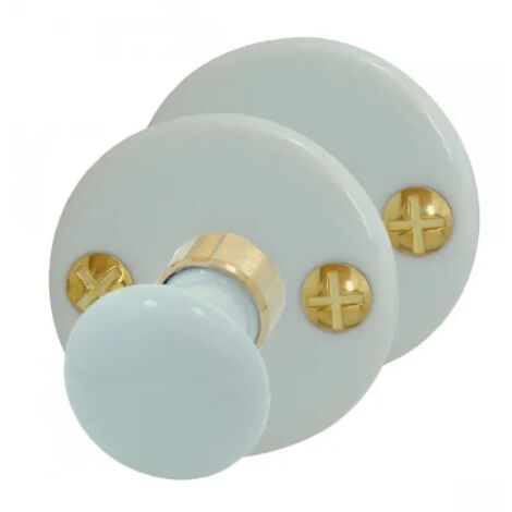 Set de rosaces en porcelaine blanche – Diamètre 47mm – Condamnation/décondamnation avec bouton rond – Fixation vis à bois fournie – Dt 2000