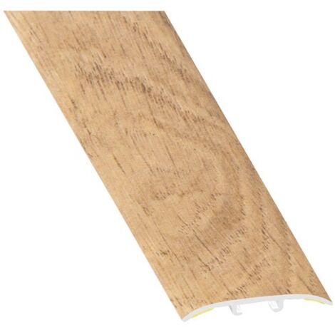 Barre de seuil en aluminium finition chêne moyen – Système de clipsage invisible – Dimensions 3.8x83cm – Pour pose adhésive ou vissée – Cqfd