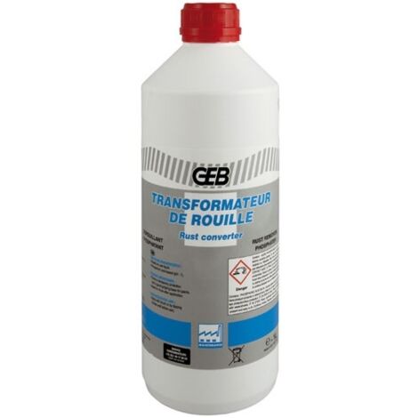 GEB – Transformateur de rouille limpifer 1 litre – Dérouillant phosphorant pour métal ferreux – Application au pinceau – Évite le brossage
