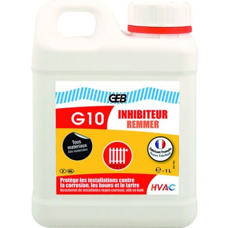 GEB – Inhibiteur liquide pour chauffage central – Compatible gamme HVAC – Densité 1.08 – pH 8.0 – Contenance 1L