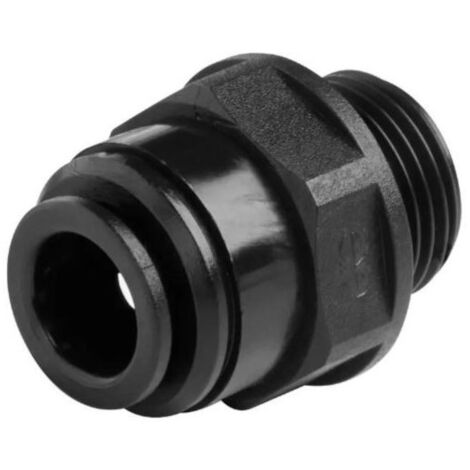 Union simple rigide mâle 3/8" (12x17) Push-Fit en acétal noir pour tuyau 5/16" (8 mm)