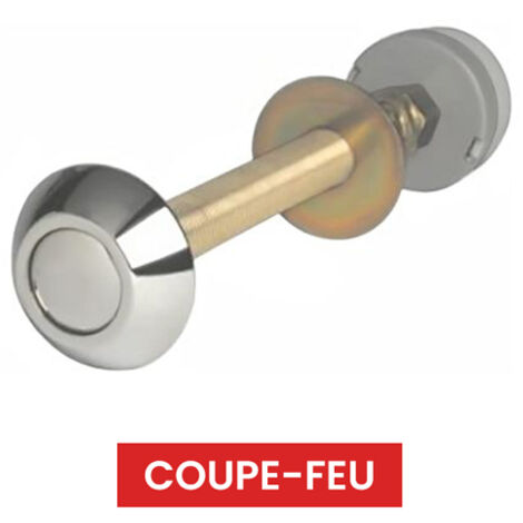 Bouton poussoir WC pneumatique simple-débit métallique chromé inviolable (1/3)