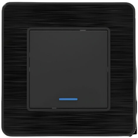 Zenitech – Bouton poussoir à voyant modèle KOURO – Métal noir brossé – Acier inoxydable – Dimensions 8.6 x 8.6 cm – 10A à vis