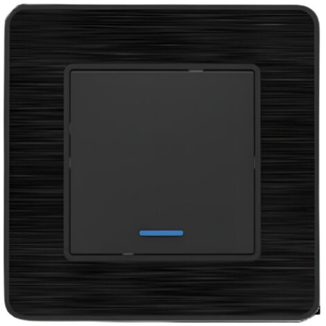 Zenitech – Interrupteur simple complet va et vient à voyant 10A – Métal noir brossé – Prêt à poser – Connexion à vis – Compatible KOURO