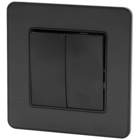 Interrupteur complet va et vient double 10A - métal Noir brossé - Kouro - Zenitech