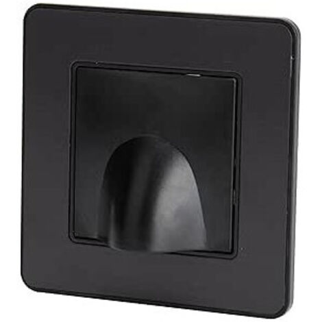 Zenitech – Plaque sortie de câble encastrable KOURO – Métal noir brossé – Dimensions 8.6 x 8.6 cm – 16A – Installation facile et design affleurant