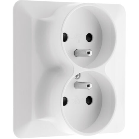 Double prise 2 pôles + terre monoposte encastrable 16A – Installation encastrée – Câblage par bornes automatiques – Norme NF – Artezo