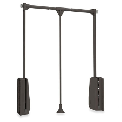 Emuca – Penderie rabattable pour armoire réglable 600-830 mm – Charge max 12 kg – Acier moka – Accès facile aux zones hautes