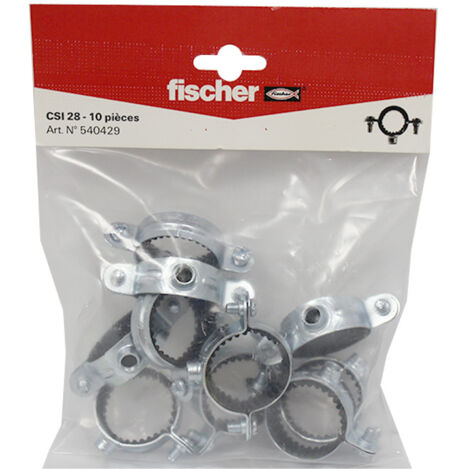 Colliers Double Isophoniques Fischer 7x150 Mm - Lot De 25, En Acier Zingué, Pour Tuyauteries Cuivre, Acier, PER, Anti-bruit - 14