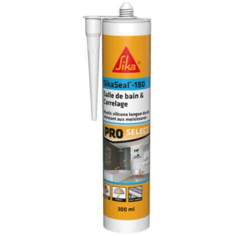 Sika – Mastic silicone pour salle de bains et carrelage – 300 ml blanc – Résistant à l'eau et aux moisissures – Application horizontale et verticale