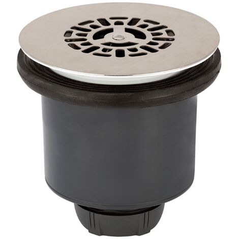 Wirquin Pro – Bonde de douche NF Ø90 verticale – Grille plate inox brossé – Débit 35,8 L/mn – Garde d'eau 50 mm – Hauteur 100 mm