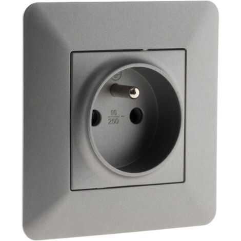 Zenitech – Prise 2P+T 16A 250V – Bornes automatiques sans outil – Plaque clipsable avec réglages millimétriques – Compatible toutes boîtes d'encastrement