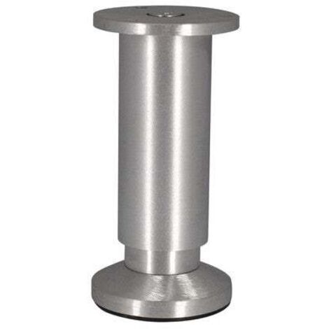 Pied de meuble cylindrique réglable 120mm – Aluminium brossé gris – Hauteur ajustable 12 à 14 cm – Charge max 40 kg – Cime