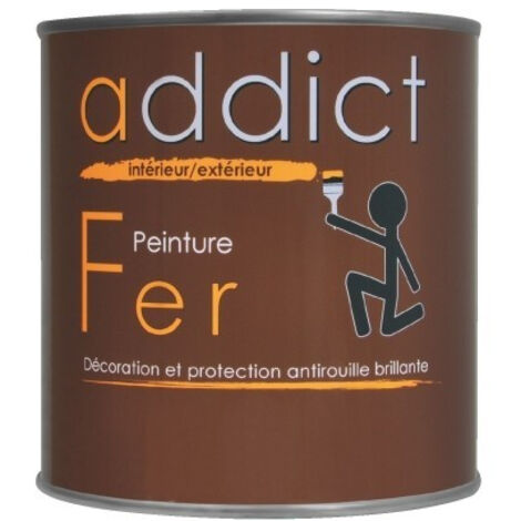 Peinture fer anti-rouille 0.5 Litre rouge basque – Finition brillante – Protection durable pour métaux ferreux – Excellente tenue extérieure – Addict