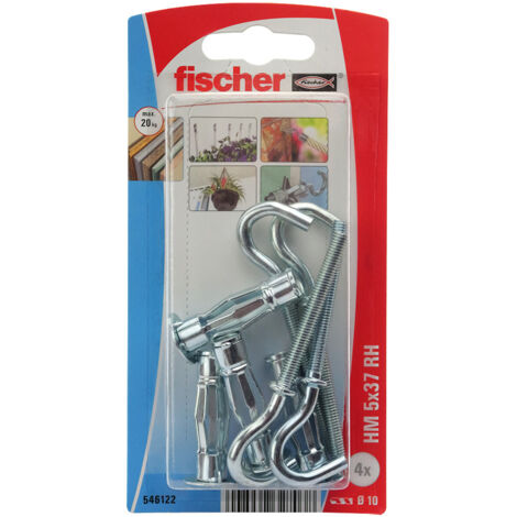FISCHER - Cheville corps creux crochet hm5x37 blister de 4