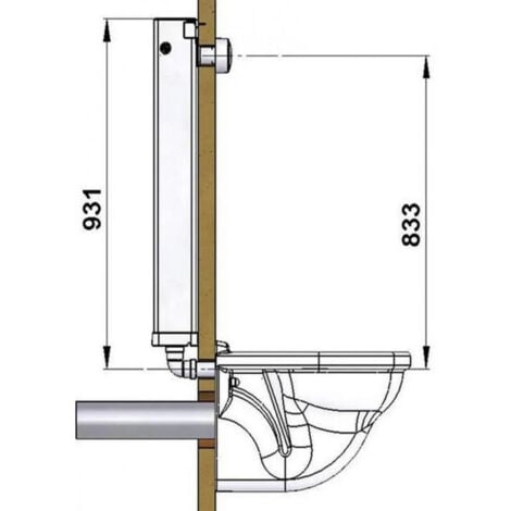 Réservoir wc dissimulé "TUBCHASS" 6L avec bouton encastré pour cloison de 20 à 100 mm