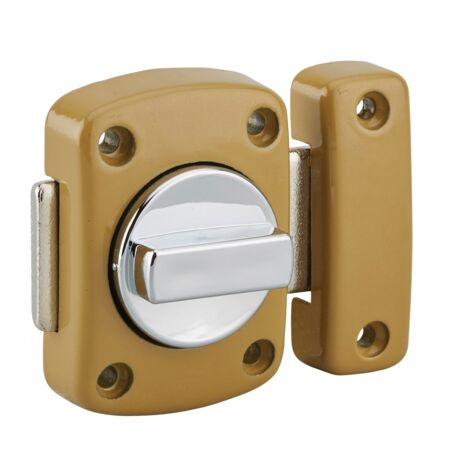 Thirard – Verrou à bouton automatique 40 mm – Épaisseur de porte max 50 mm – Pêne acier nickelé – Gâche alliage moulé – Finition epoxy bronze