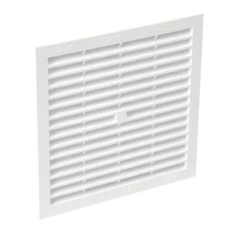 Grille carré 200 x 200 mm, blanche avec moustiquaire