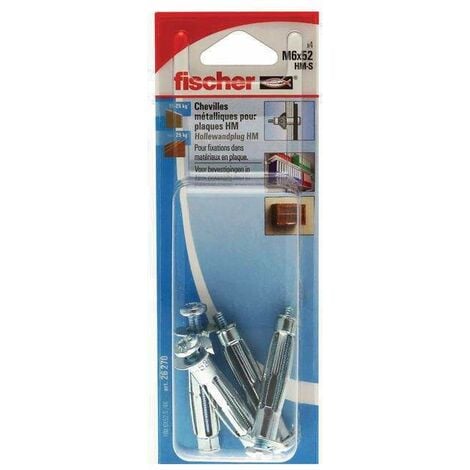 Cheville m tallique pour placo HM6x52 avec vis 6x60 4 pi ces Fischer