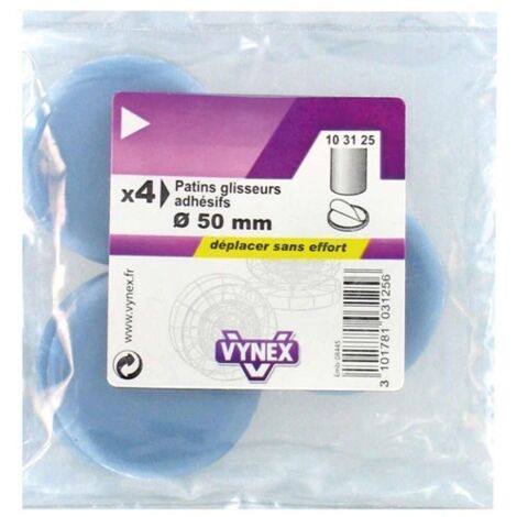 VYNEX - Patin glisseur ptfe gris adhésif d.50mm blister de 4 (1/2)
