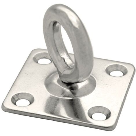 Anneau mobile en acier inoxydable AISI 304 Ø8mm – Platine 50x50mm – Pour fixation en extérieur et environnements marins – Chapuis