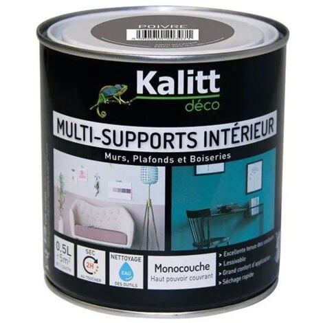 Peinture multi support satin poivre 0.5 litre