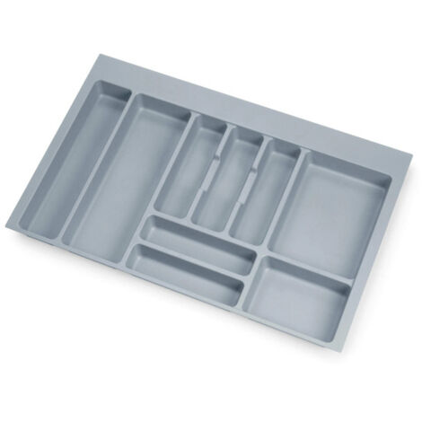 Emuca – Range couverts pour tiroir universel 8332121 – Plastique gris – Dimensions 76x52x5cm – Conception recoupable pour tiroirs 800mm