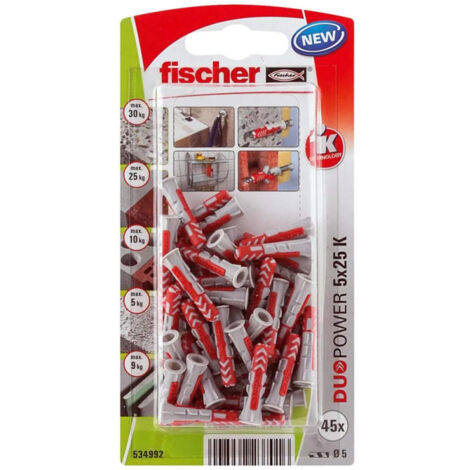 Fiches FISCHER DuoPower Ø5x25mm - Blister 45 unités 534992