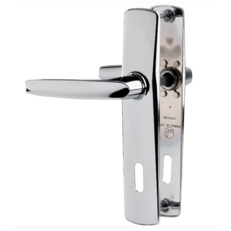Vachette – Poignée de porte intérieure RIV-Angers – Applique chromée miroir – Clé L – Entraxe 165 mm – Fixation invisible par vis M4