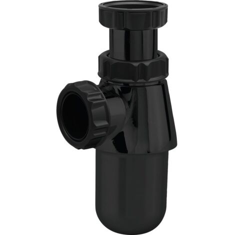 Valentin – Siphon de lavabo à culot – ABS noir – Entrée 1'1/4 – Sortie diamètre 32 mm – Hauteur réglable 35 à 105 mm