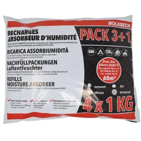 Recharge absorbeur d'humidité 4 fois 1kg