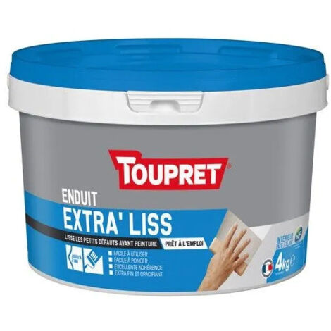 Enduit lissage extra fin pour finitions, utilisation intérieur, 4kg, blanc