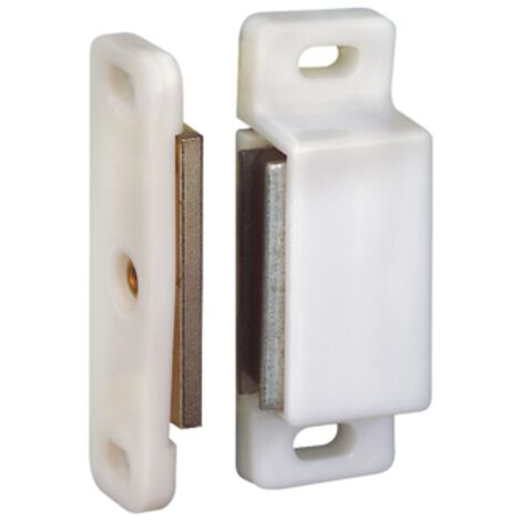 Loqueteau magnétique blanc 8kg, 46x16x15 mm, 2 pièces (1/2)