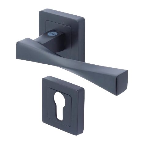 Poignée de porte carré de 7, noir, YALE Siena, cylindre euro