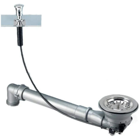 Bonde évier sans trop plein diamètre 90 mm, automatique, avec tubulure gain de place (1/3)