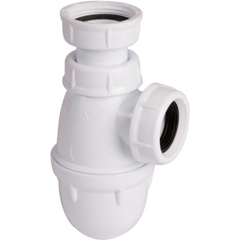 Valentin – Siphon de lavabo 1'1/4 – Hauteur réglable 64/120 mm – Sortie diamètre 40 mm – Garde d'eau 50 mm – Certifié NF – Plastique blanc